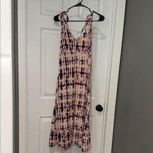 Time and Tru Navy and Cream Tie-Dye Maxi Dress